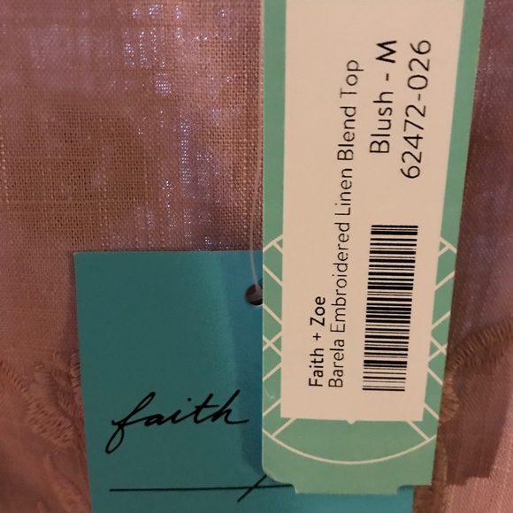 Faith + Zoe Barela Embroidered Linen Blend Top - Picture 4 of 8